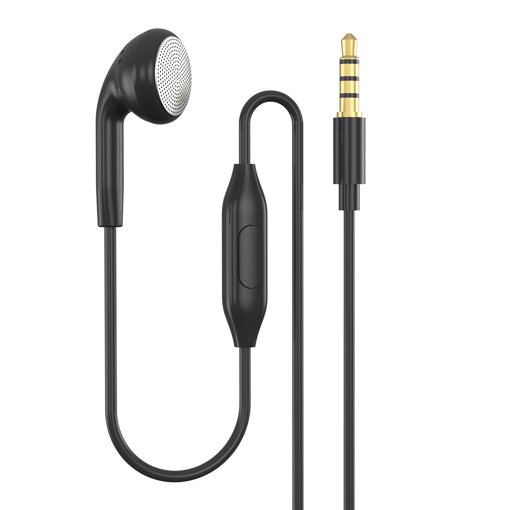 Single-Sided Headset with Microphone - Noise Cancelling Earphone for Calls & Music, 3.5mm Jack Compatible with PC, Laptop, Phone (120cm Cable) - Perfect for Driving, Online Meetings & Remote Work