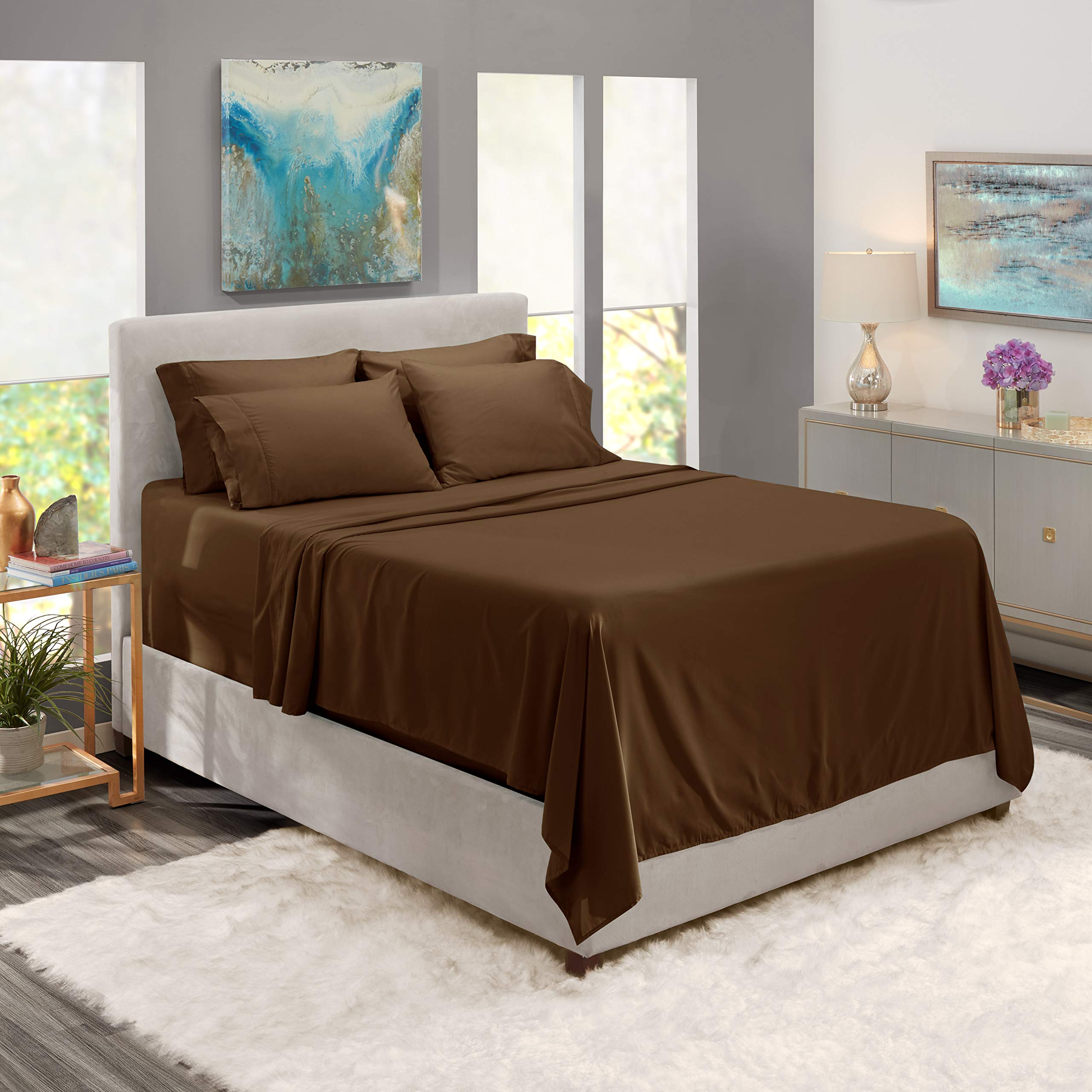 Luxury 6-Piece King Size Sheet Set - 100% Cotton 800 Thread Count Bed Sheets with Deep 24