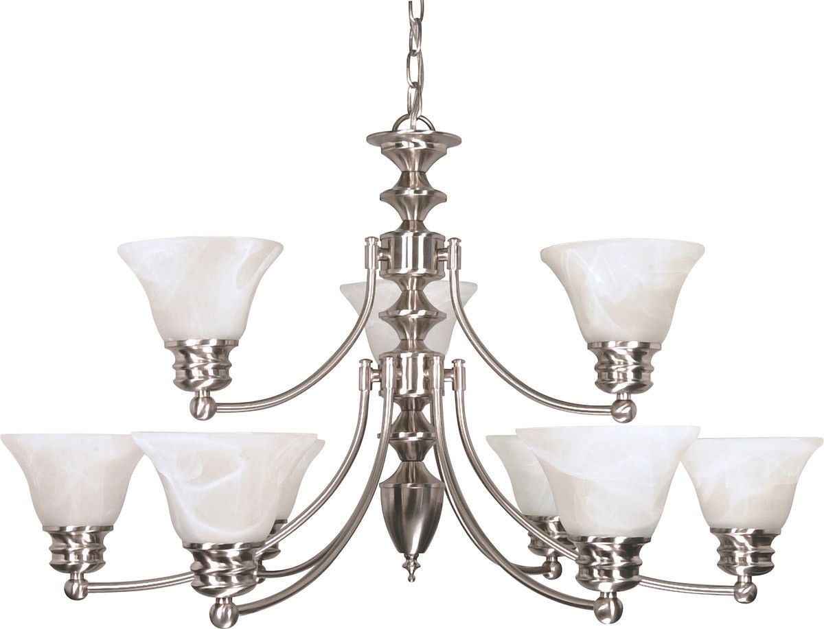 Nuvo Lighting 60 3196 Empire Collection 9-Light Energy Star Certified GU24 Chandelier - Brushed Nickel Finish for Dining Room, Living Room & Bedroom Lighting