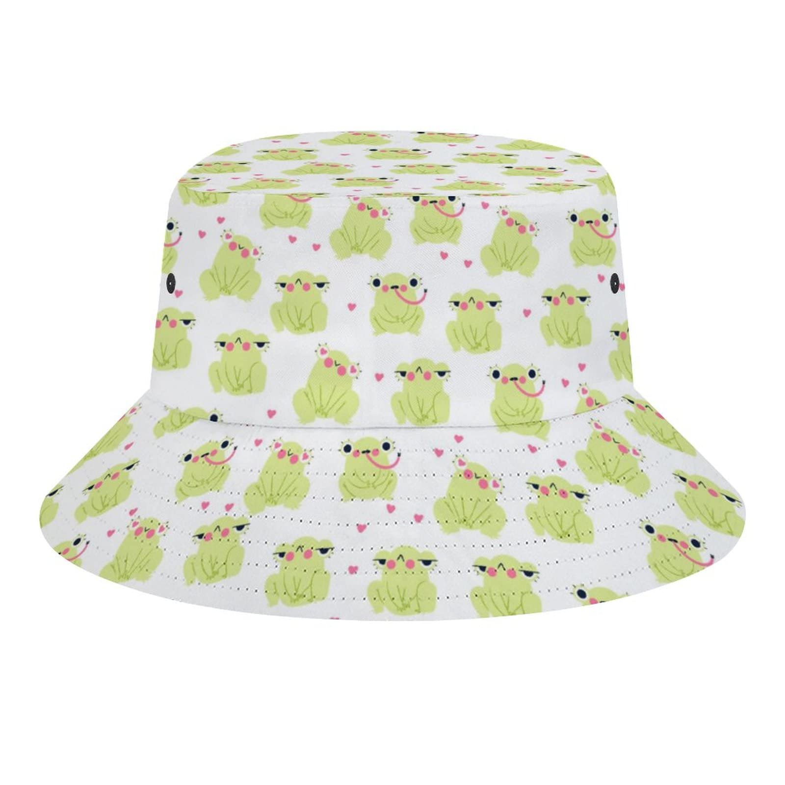 Stylish Unisex Frog White Bucket Hat - Sun Protection Packable Summer Hat for Women, Men & Teens - Perfect for Beach, Fishing, Travel & Outdoor Activities