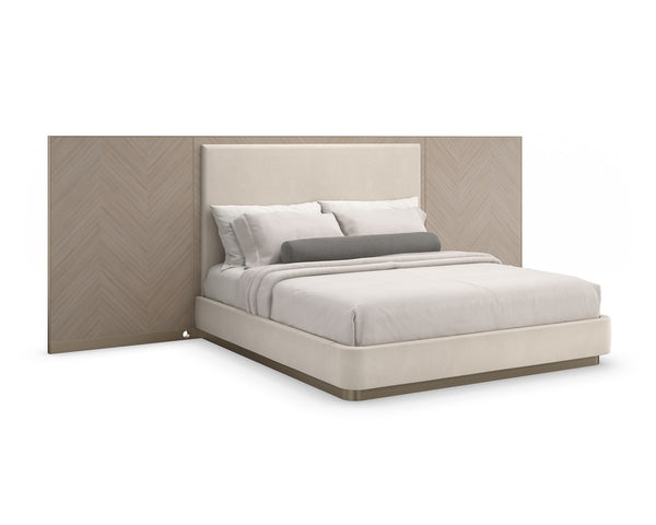 Caracole Furniture Anthology King Bed with Wings - CLA 423 122 | Luxury Upholstered Bed Frame for Master Bedroom Decor