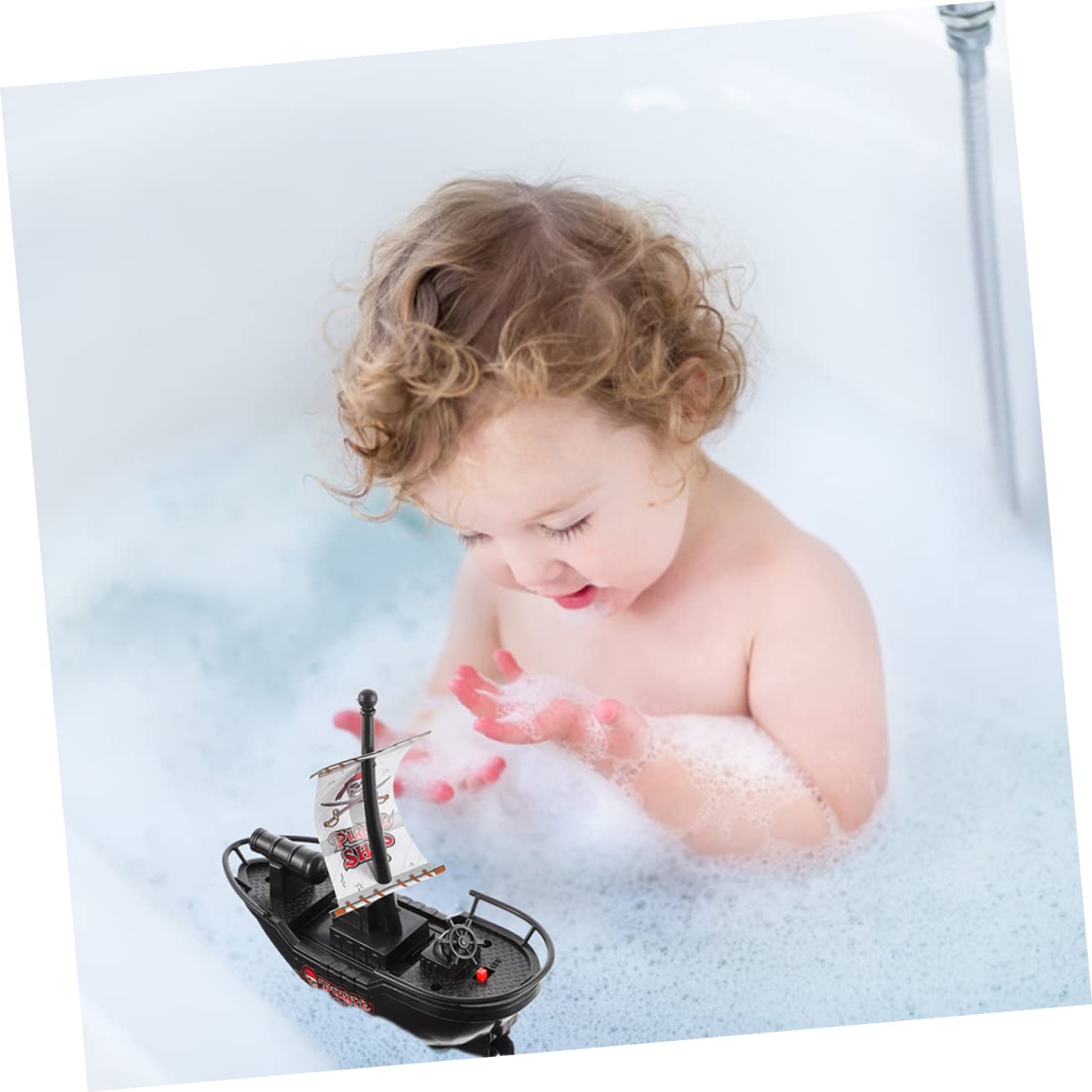 UPKOCH 6 Pack Motorized Pirate Boat Toys for Kids - Floating Pool Bath Toys Set - Durable Plastic Water Play Boats for Summer Fun | Perfect for Swimming Pools, Bathtubs & Outdoor Water Play