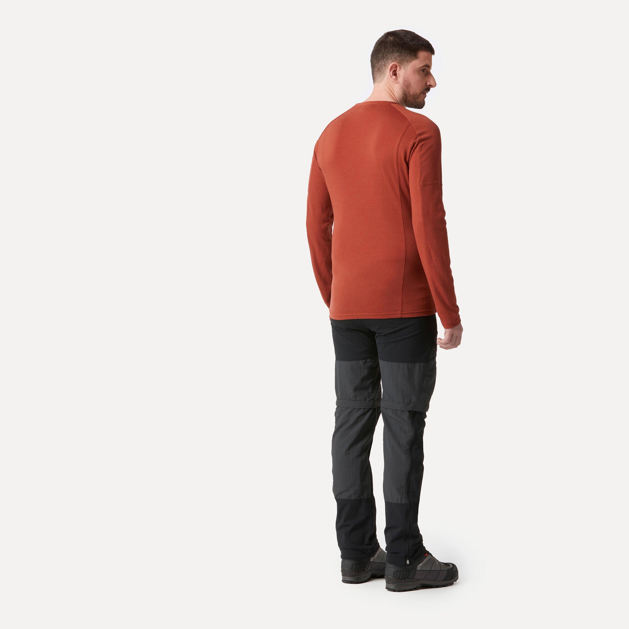 Forclaz Men's MT500 Merino Wool Long Sleeve Hiking Shirt - Warm & Breathable Base Layer for Outdoor Adventures & Cold Weather Activities