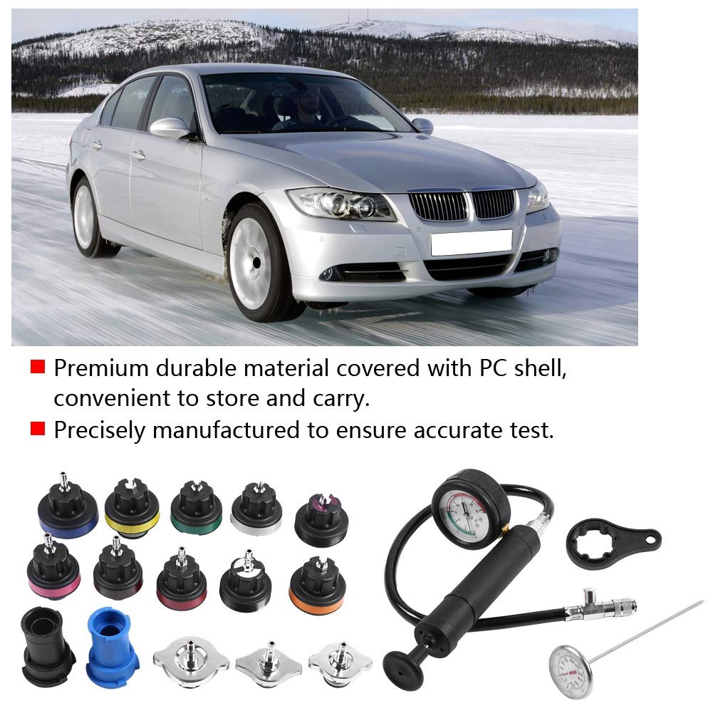 Universal Water Tank Leak Detector Kit - 18Pcs Automotive Cooling System Tester for Radiator, Diagnostic & Test Tool Set - Detect Leaks in Car, Truck & RV Cooling Systems (Ideal for Mechanics & DIY Auto Repair)
