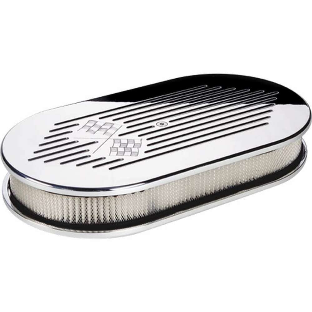 BILLET SPEC Air Cleaner - Large Oval Cross Flags Polished Aluminum Performance Air Filter for Harley Davidson Motorcycles - Perfect for Street Bikes & Custom Builds