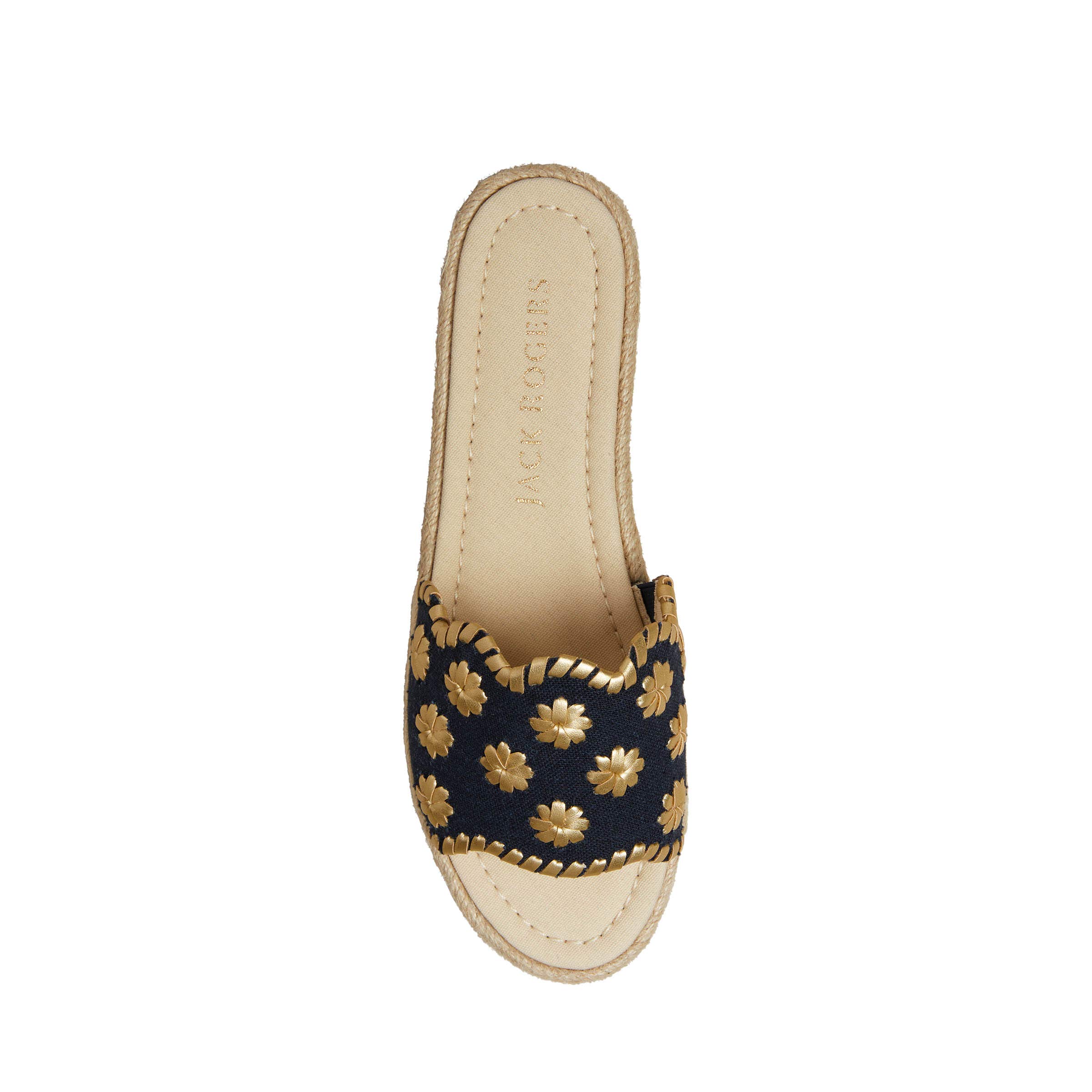 Jack Rogers Women's Palmer Slide Espadrille Sandals - Midnight/Gold - Size 8 | Comfortable Summer Casual Shoes for Beach, Pool & Vacation Wear