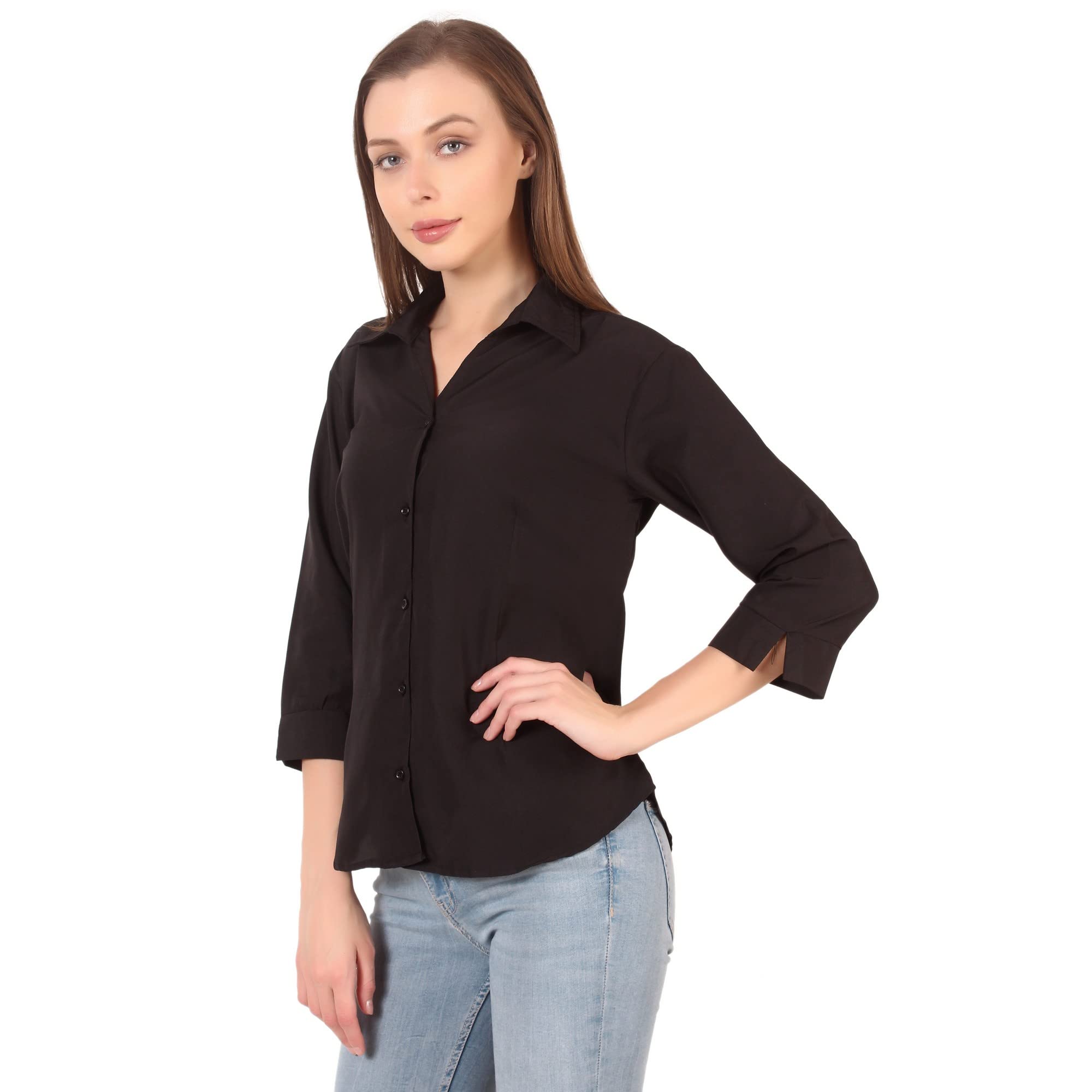 Hunoor Women's 3/4 Sleeve Formal Blouse for Office & Special Occasions | Elegant Workwear & Party Shirt for Ladies & Teens