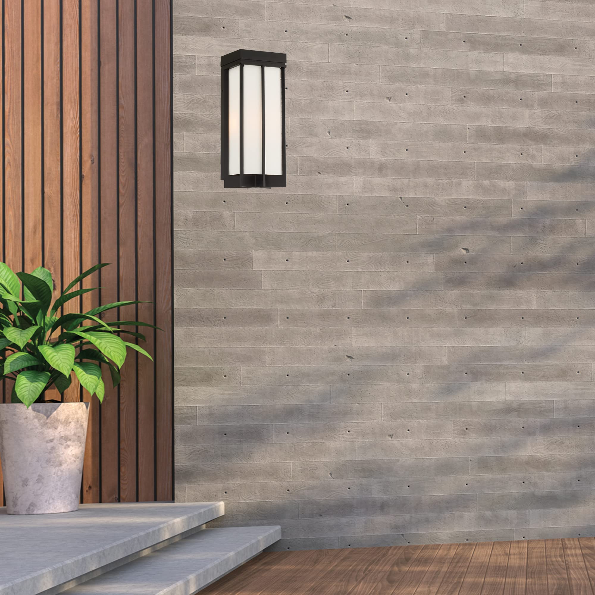 Designers Fountain EADS 1-Light Integrated LED Outdoor Wall Lantern Sconce - Matte Black (D248L-7OW-MB) - Weatherproof Exterior Lighting for Porch, Patio, Garden & Entryway