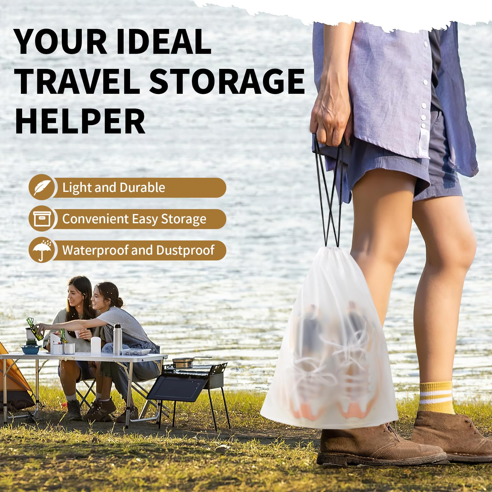 20 Pack Clear Waterproof Travel Shoe Bags - 15.7