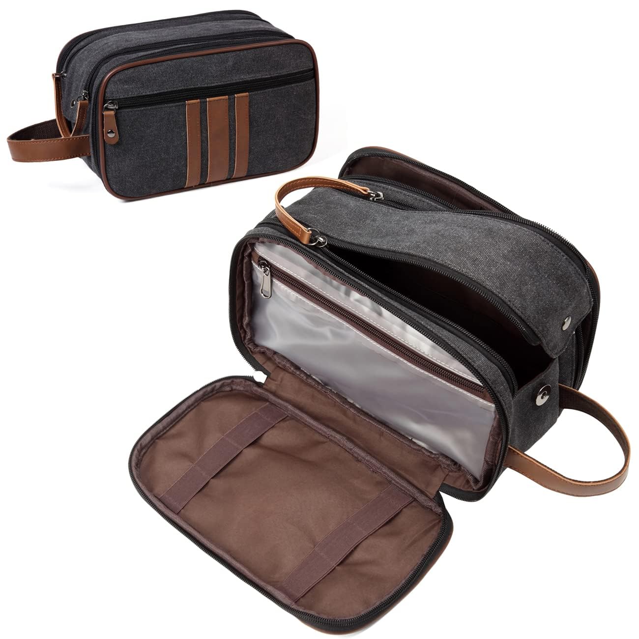 Kasgo Water-Resistant Toiletry Bag for Travel & Gym - 3 Compartments