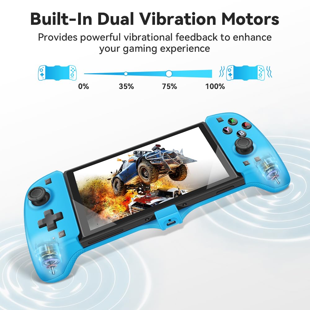 Wireless Switch Pro Controller for Nintendo Switch/OLED - Programmable Ergonomic Joypad with Turbo, Dual Vibration, 6-Axis Gyro & Screenshot Function (Blue) - Perfect for Gaming, Travel & Family Entertainment