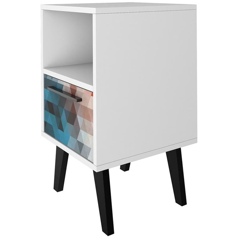 1-Drawer Modern Engineered Wood Nightstand in Multi-Color - Stylish Bedside Table for Bedroom, Living Room & Office - Compact Storage Solution with Sleek Design