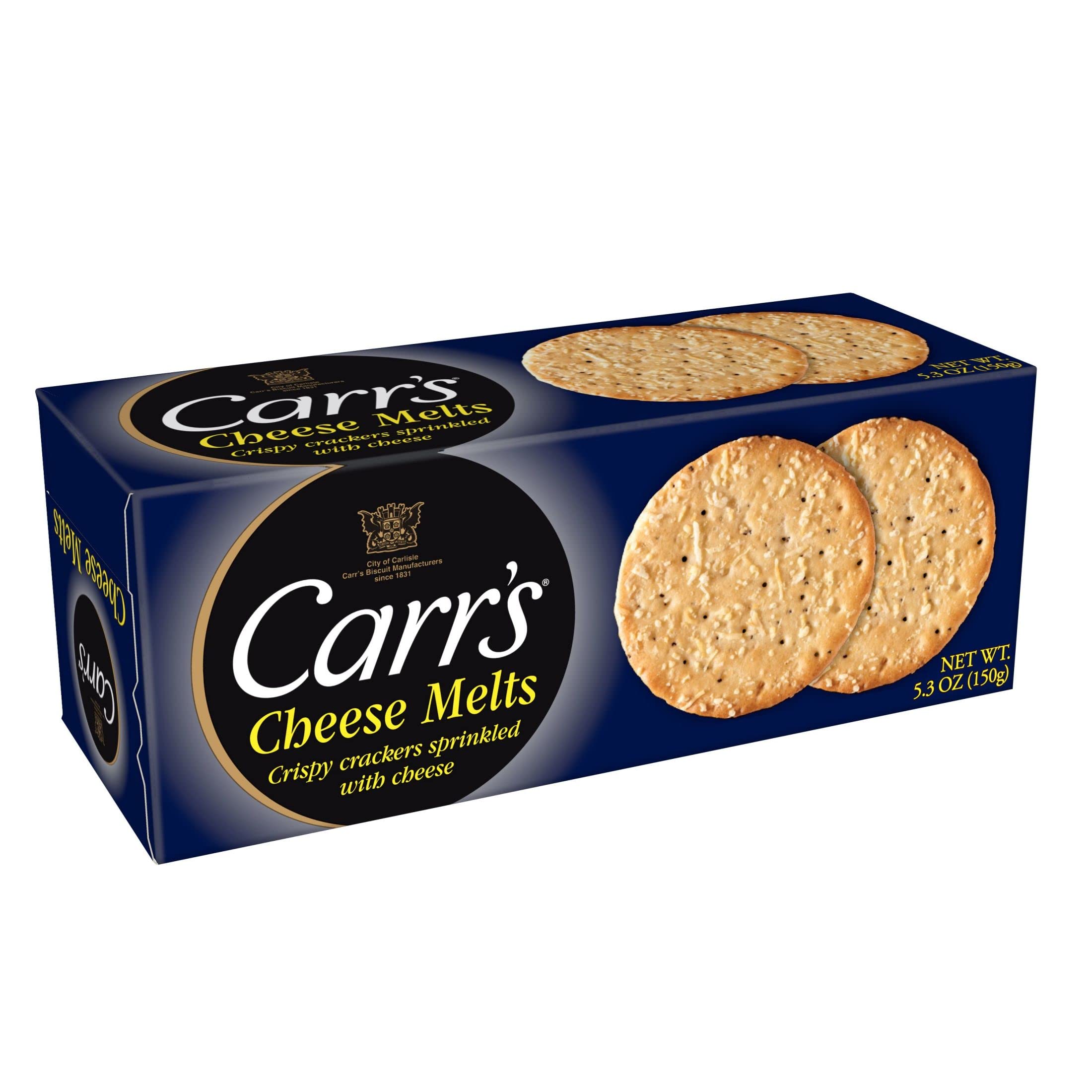 Carr's Crackers - Cheese Melts Snack Crackers, 5.3oz Box (Pack of 1) | Perfect for Parties, School Lunches & Cheese Pairings