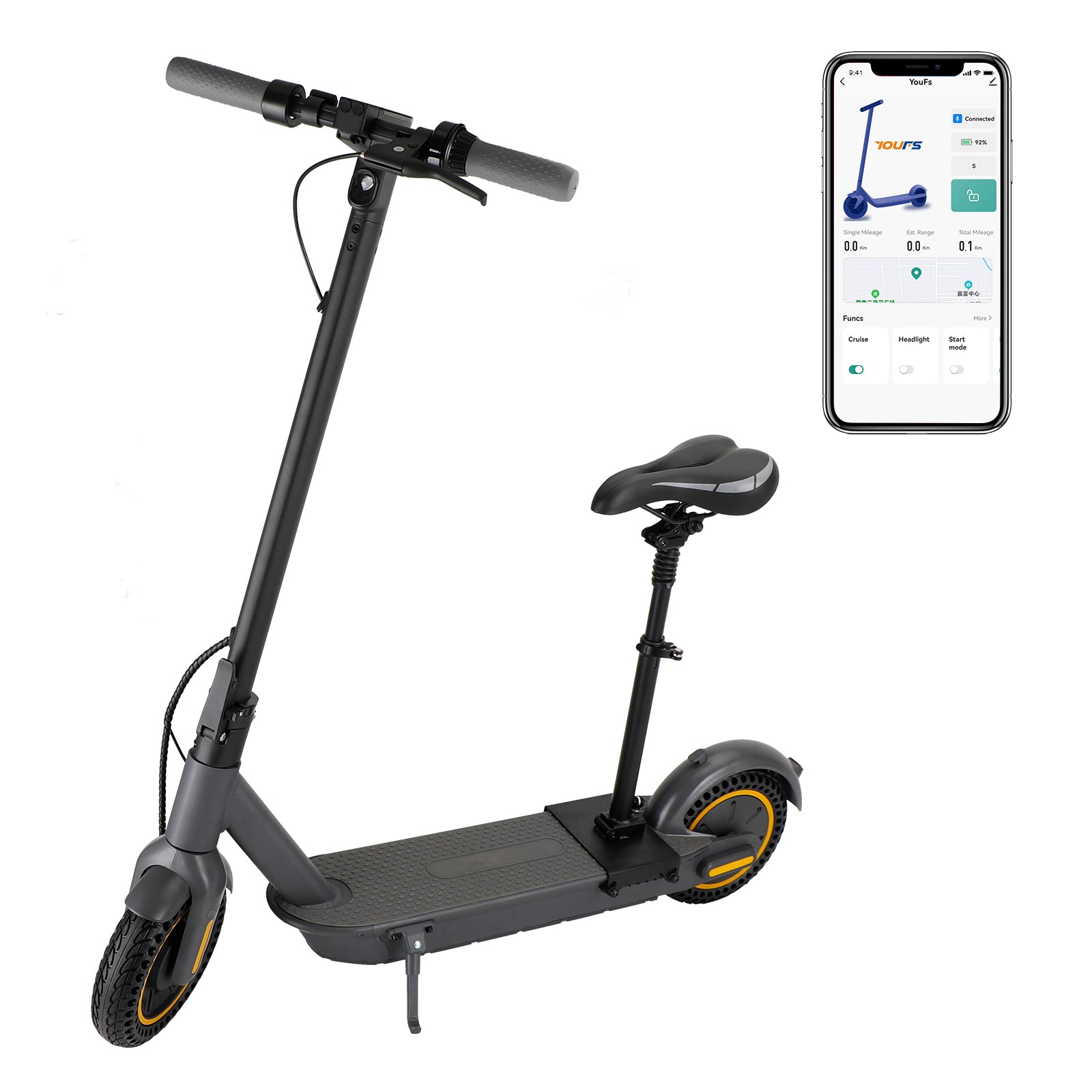 10 MAX Electric Scooter with Seat - 500W Motor & 10AH Long Range Battery (60KM Commute) - Perfect for Urban Travel, Campus Commuting & Last-Mile Transportation