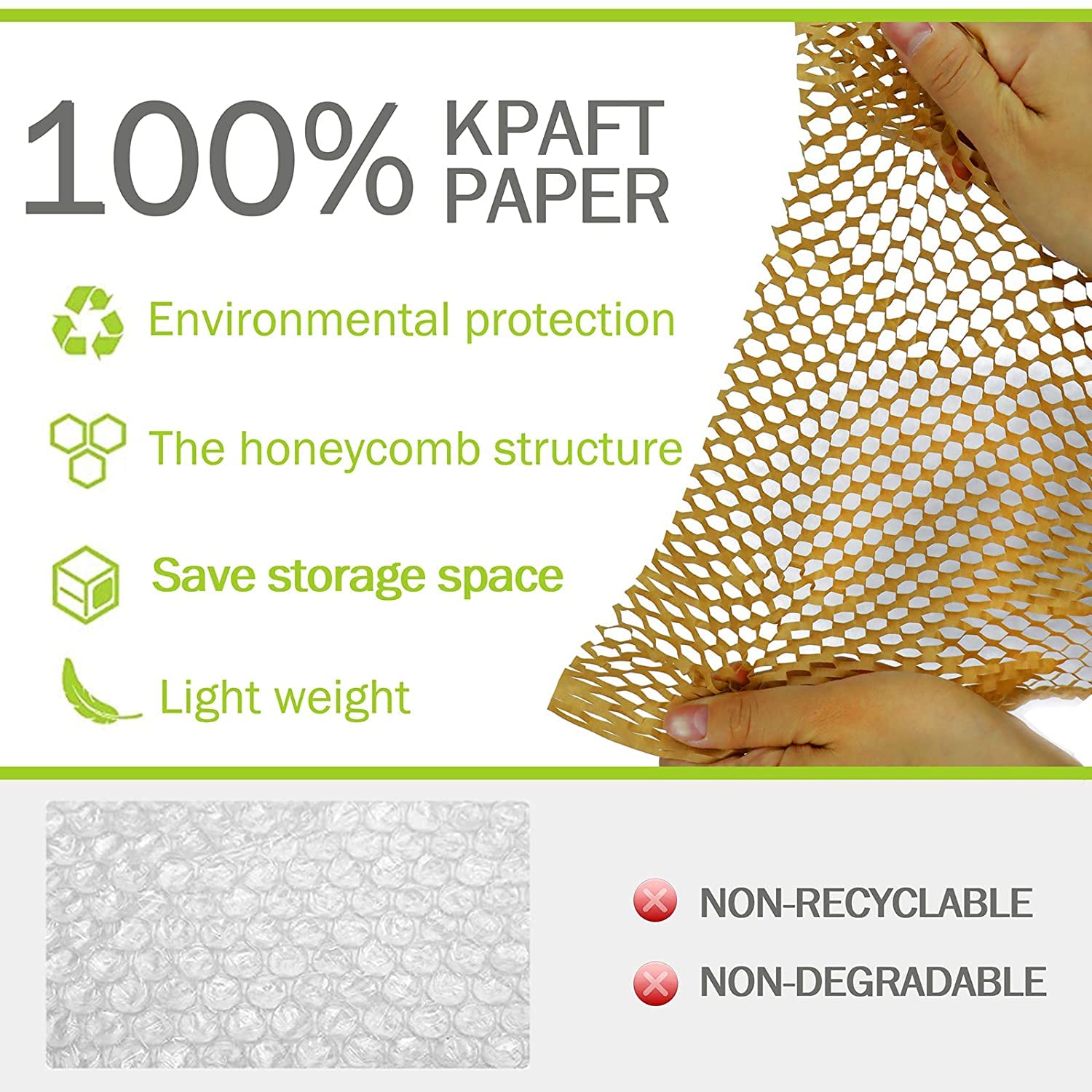 Eco-Friendly Honeycomb Brown Packing Paper Roll - 15