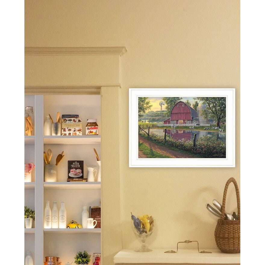 Barnyard Memories by Kim Norlien - Premium Framed Art Print with White Frame - Perfect for Farmhouse Decor, Living Room Wall Art & Country Style Home