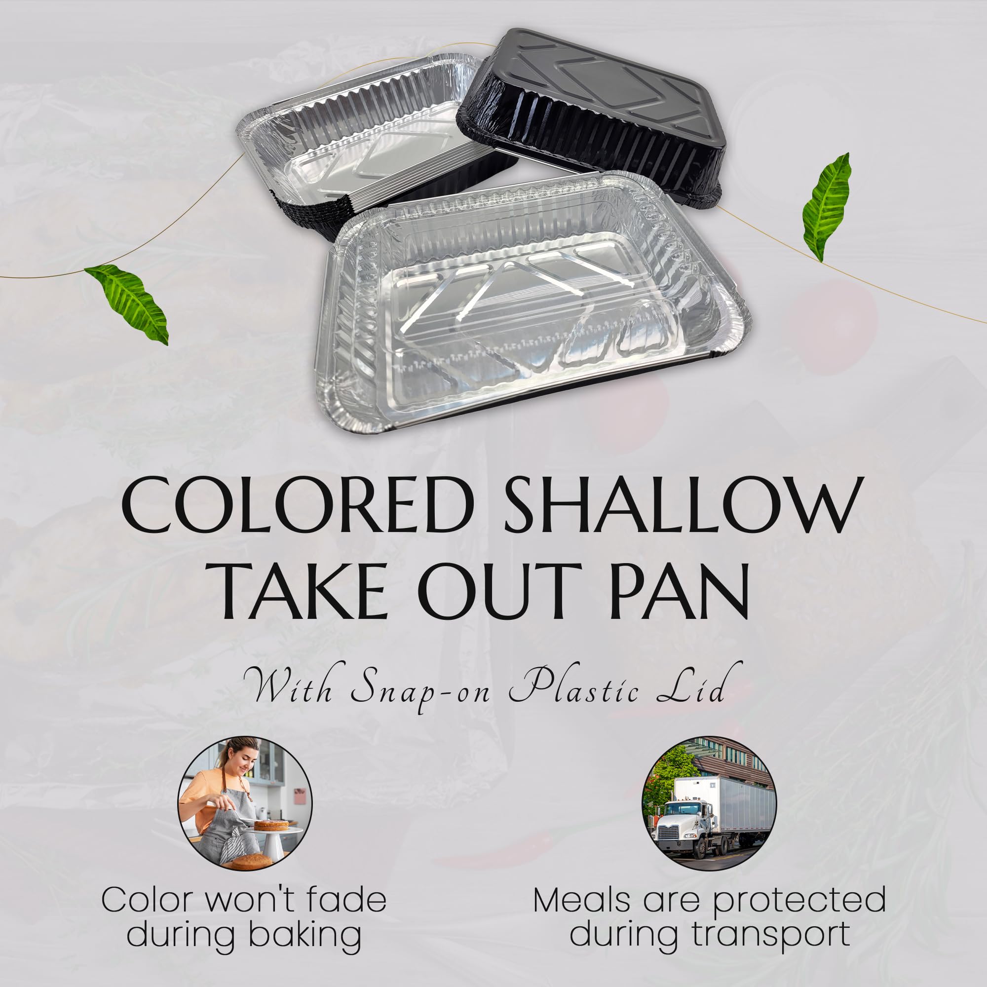 KitchenDance 1.5 LB Aluminum Foil Pans with Plastic Lids - Durable Oblong Shallow Containers for Cooking, Baking, Freezing & Food Storage - Perfect for Restaurants, Catering, Meal Prep & Home Kitchens (6417P)