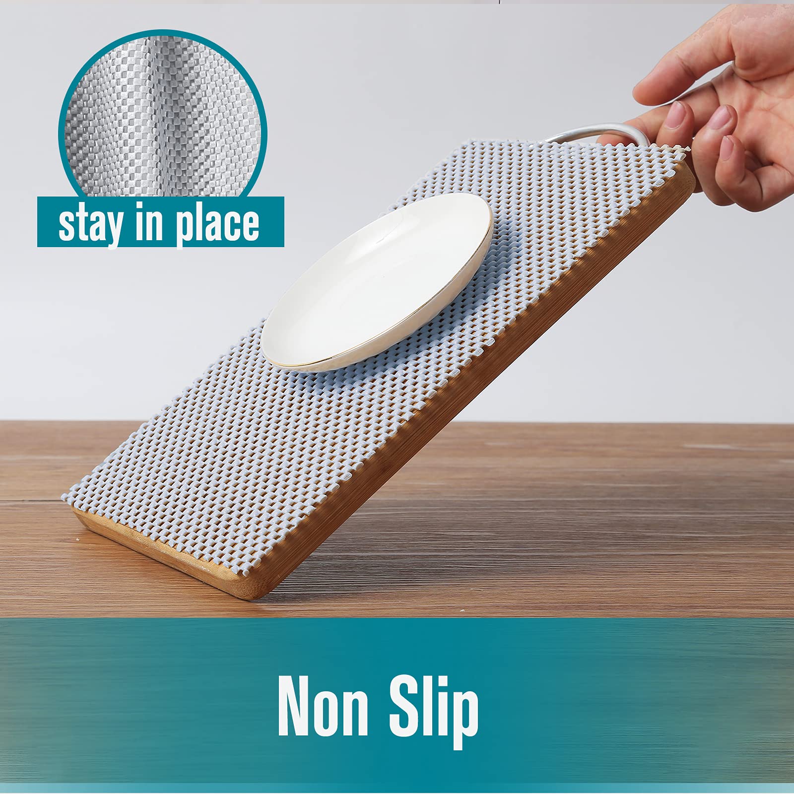 Non-Slip Shelf Liner for Kitchen Cabinets - White & Clear Drawer Liners 12