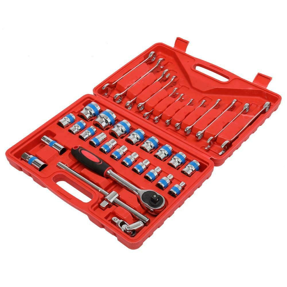 36-Piece Portable Mechanics Tool Set with Wrench & Socket Kit in Durable Case - Perfect for Car Repairs, Home DIY Projects, and Emergency Roadside Tool Kit