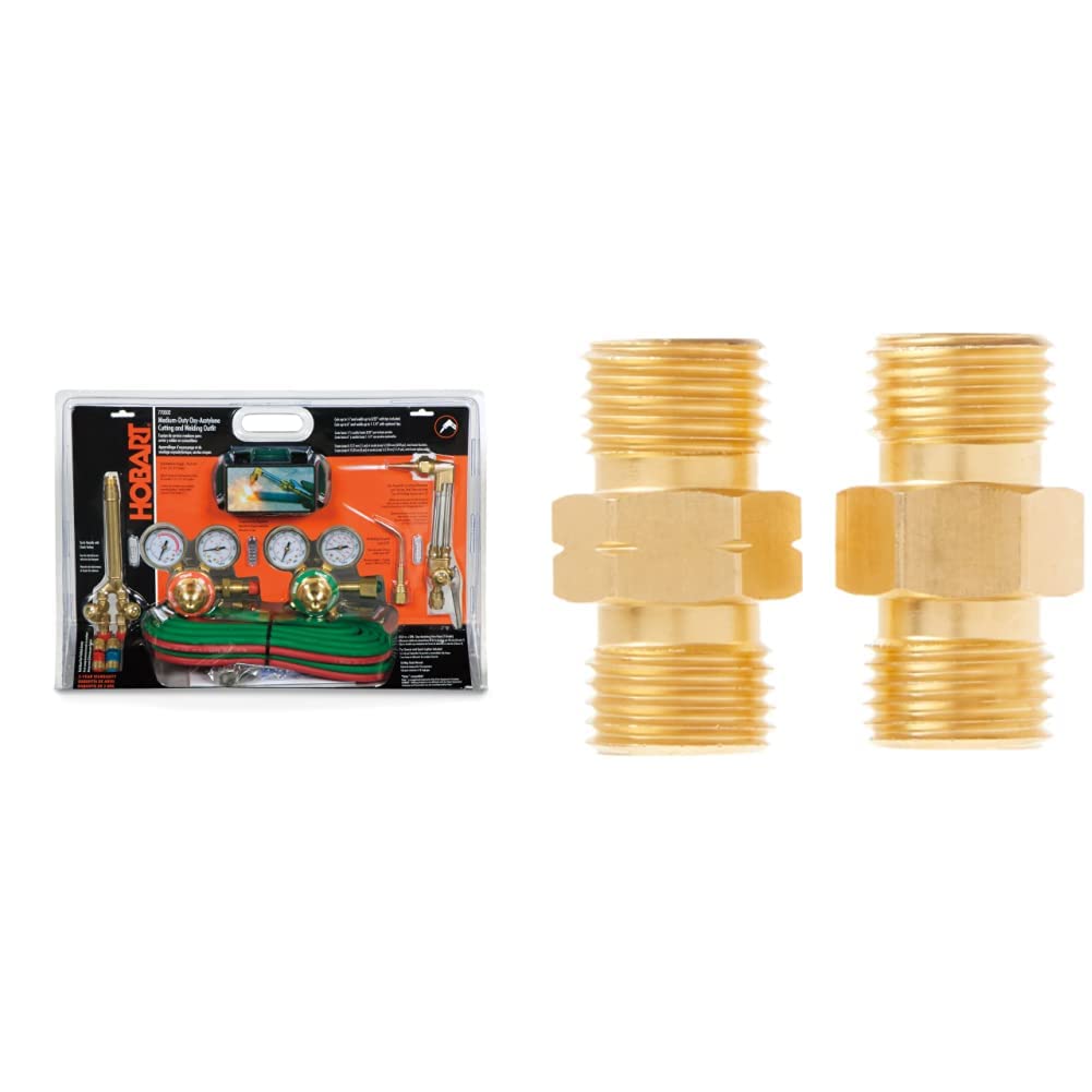 Hobart 770502 Medium Duty Oxy-Acetylene Welding Kit & 770207 Oxy-Acetylene Hose Coupler Set - Professional Metal Cutting, Welding, and Brazing Tools for Industrial and DIY Projects