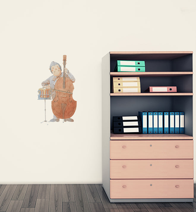 Gorilla Learning Bass Wall Sticker - Removable Decal for Kids Room, Nursery, Classroom - Fun Educational Animal Decor for Music Lovers & Wildlife Theme