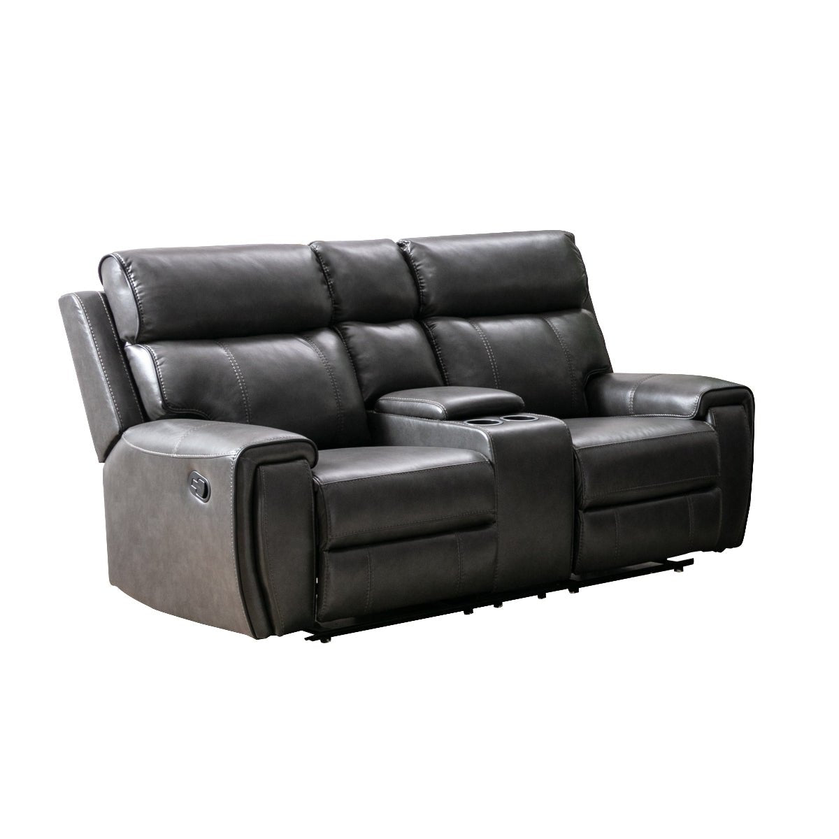 Carnegie Reclining Loveseat - Modern Fabric Recliner Sofa for Living Room, Small Space & Home Theater | Comfortable Two-Seater with Cup Holders
