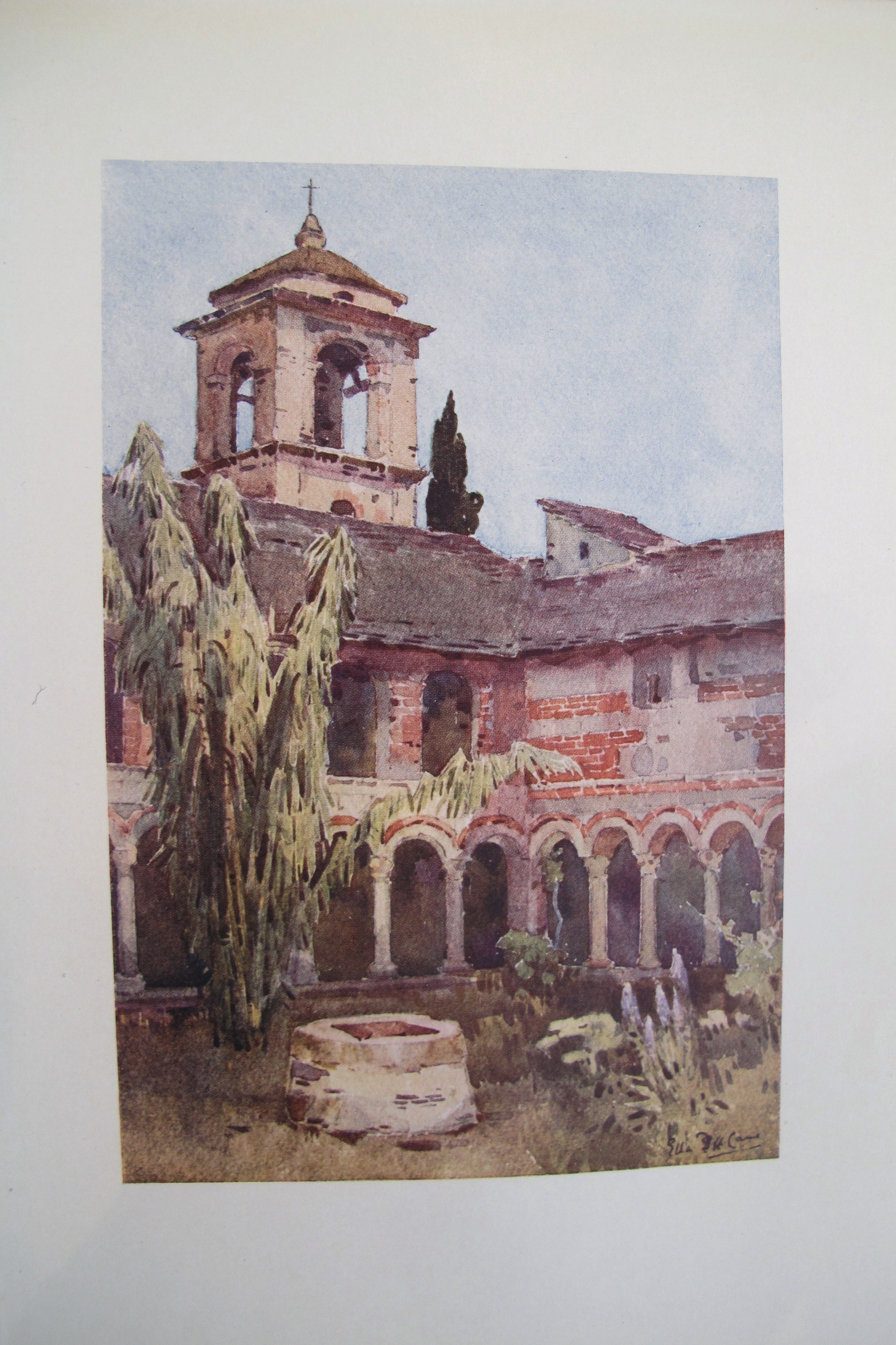 1905 Original Italian Print - Italian Travel Color Plate of Il Chiostra di Piona, Lake Como | Vintage Wall Art Decor for Home, Office & Gifts