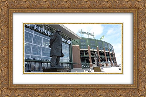 Lambeau Field 2X Matted 24x18 Gold Ornate Framed NFL Stadium Art Print - Perfect for Game Room Decor, Sports Fan Gifts & Football Themed Home Office