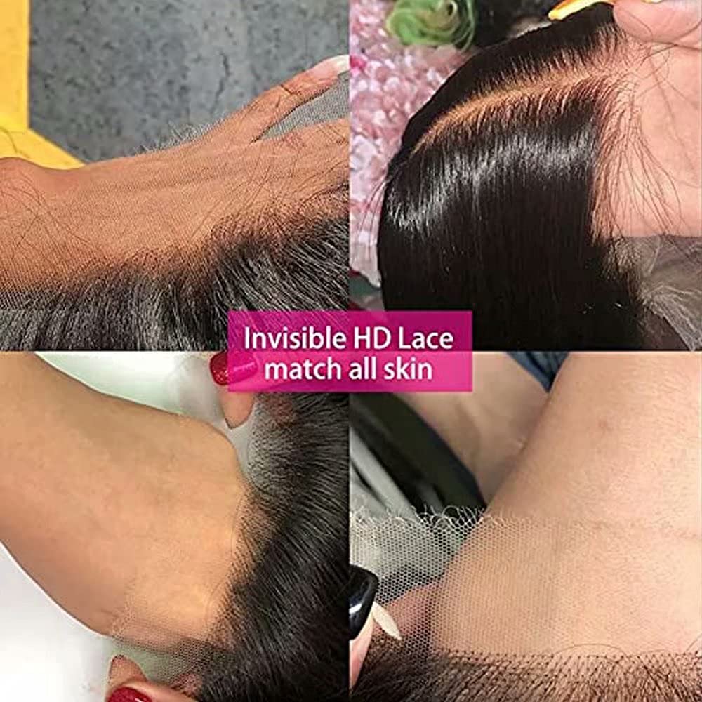 360 HD Lace Front Human Hair Wig - 14 Inch Kinky Straight Brazilian Hair with 150% Density | Glueless Full Lace Wig for Women | Perfect for Daily Wear, Cosplay & Special Occasions