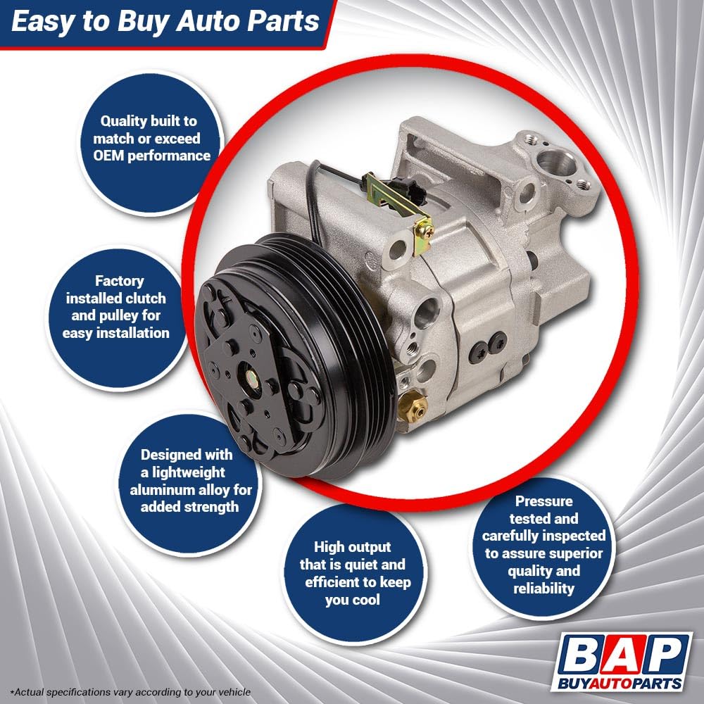 New AC Compressor & A/C Clutch for 2005-2008 Chrysler Pacifica 3.8L - OEM Replacement Part 60-01958NA by BuyAutoParts - Perfect for Summer Cooling & HVAC System Repair