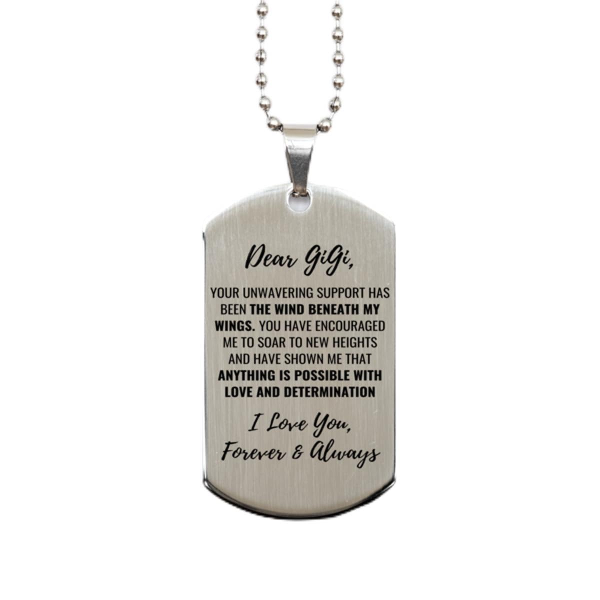 Dear GiGi Silver Dog Tag Necklace - Personalized Memorial Gift for Pets, Valentines Birthday Mothers Day Fathers Day Christmas Presents - Perfect for Pet Lovers & Remembrance Jewelry