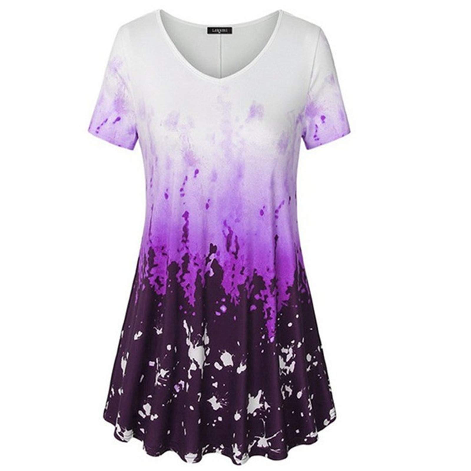 Women's Casual Short Sleeve Gradient Oversized Loose O-Neck T-Shirt - Summer Fashion 2023 | Perfect for Beach Outings, Weekend Wear & Casual Everyday Style