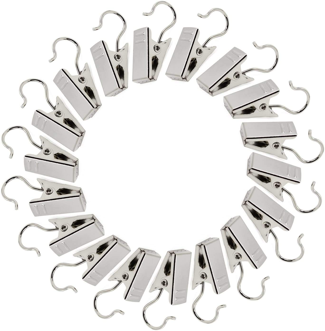 100 Pack Silver Metal Hook Clips - Heavy Duty Curtain Hanging Clips for Drapes, Photos, Home Decor & Craft Display | Perfect for Bedroom, Living Room & Office Window Treatments