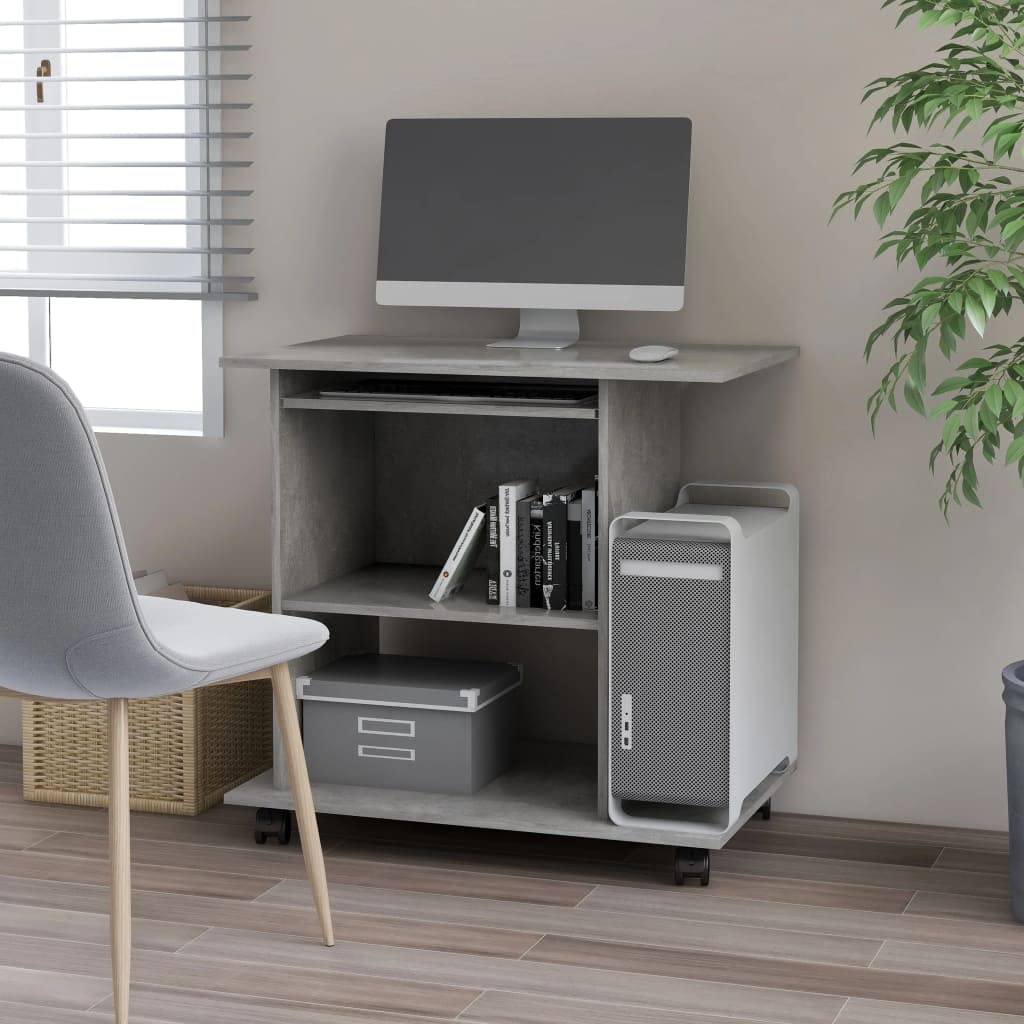 Modern Computer Desk with Storage & Casters - 31.5