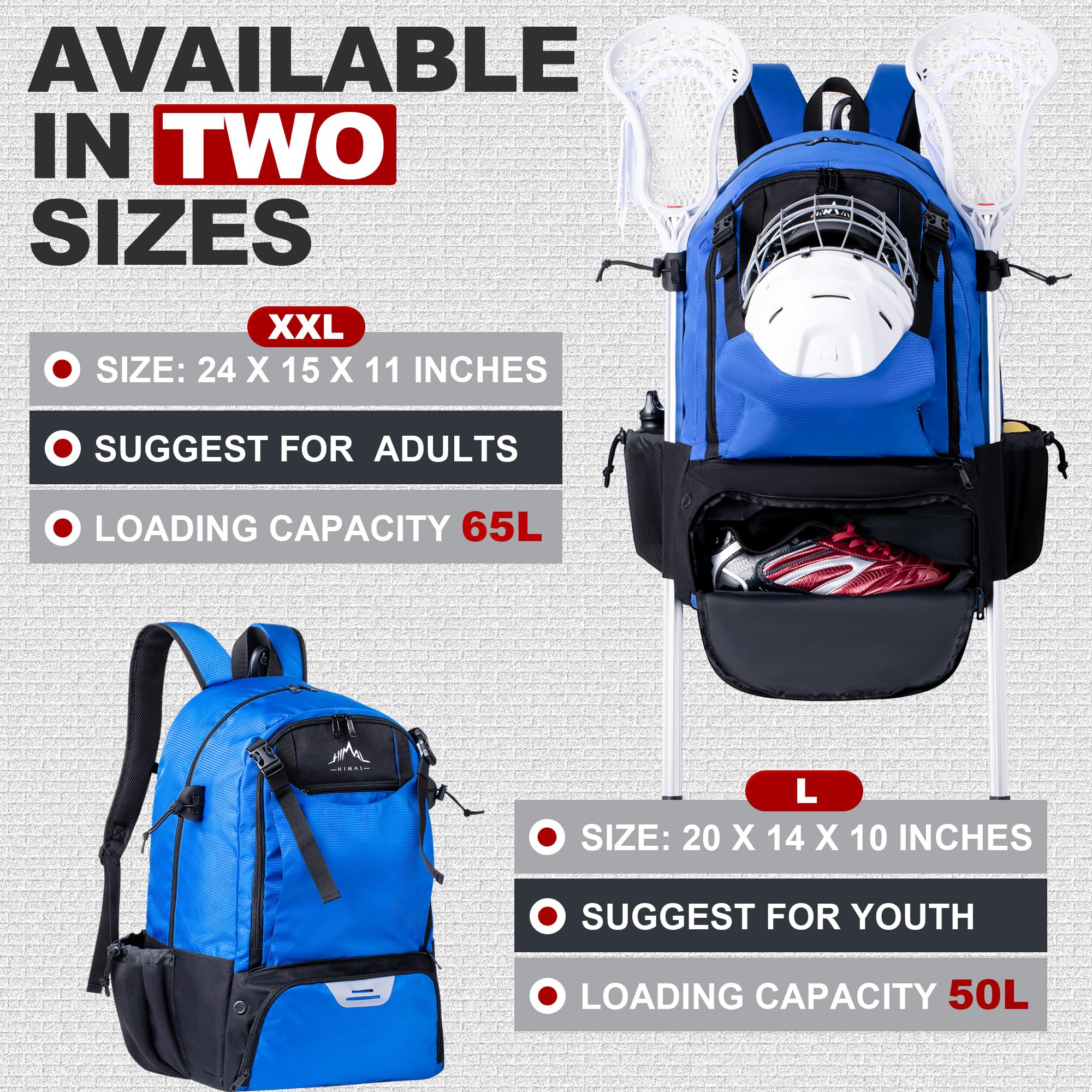 Extra Large Lacrosse Backpack with Stick Holder - Durable Gear Bag for Lacrosse Players | Perfect for Games, Practice & Travel