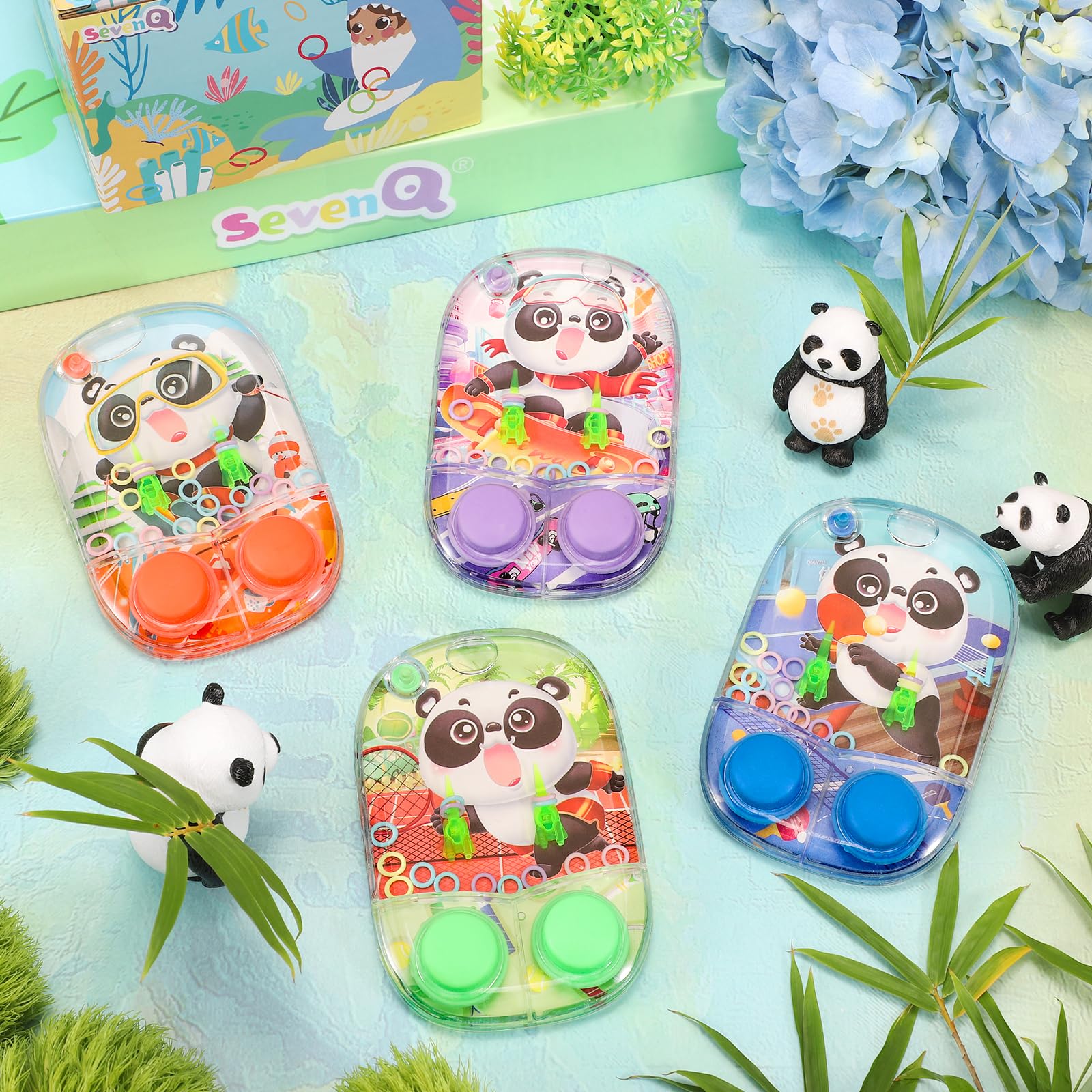 4 Pack Panda Water Ring Toss Handheld Games for Kids - Fun Outdoor Water Toys, Stress Relief Car Travel Games for Family, Party Favors & Gifts | Perfect for Beach, Pool, Backyard & Summer Activities
