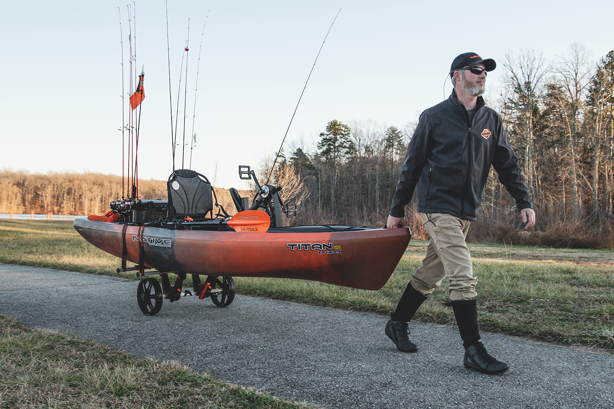 YakAttack TowNStow Collapsible Kayak Cart - Adjustable & Easy Assembly Kayak Transport Dolly for Fishing & Outdoor Adventures | Perfect for Beach, River & Lake Kayaking Trips