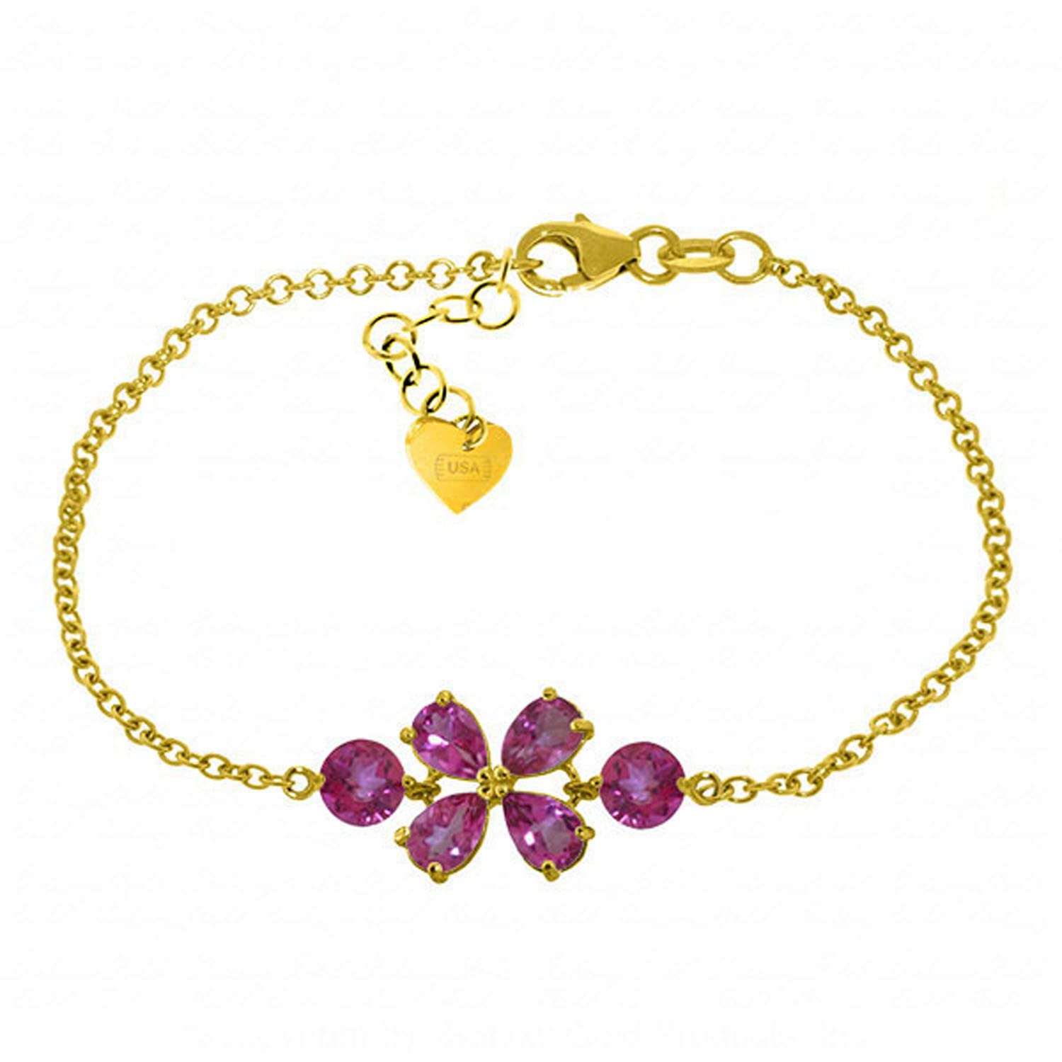 14K Solid Gold Bracelet with 3.15 CTW Natural Pink Topaz - Galaxy Gold GG Collection | Elegant Jewelry Gift for Women, Perfect for Anniversaries & Special Occasions