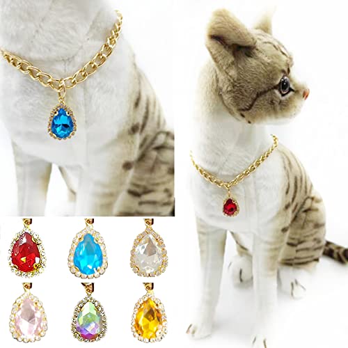 Diamond Dog Collar for Medium & Large Dogs - Heavy Duty Chew Proof Gold Chain Necklace with Cuban Link | Adjustable Length Pet Jewelry for Special Occasions & Daily Walks