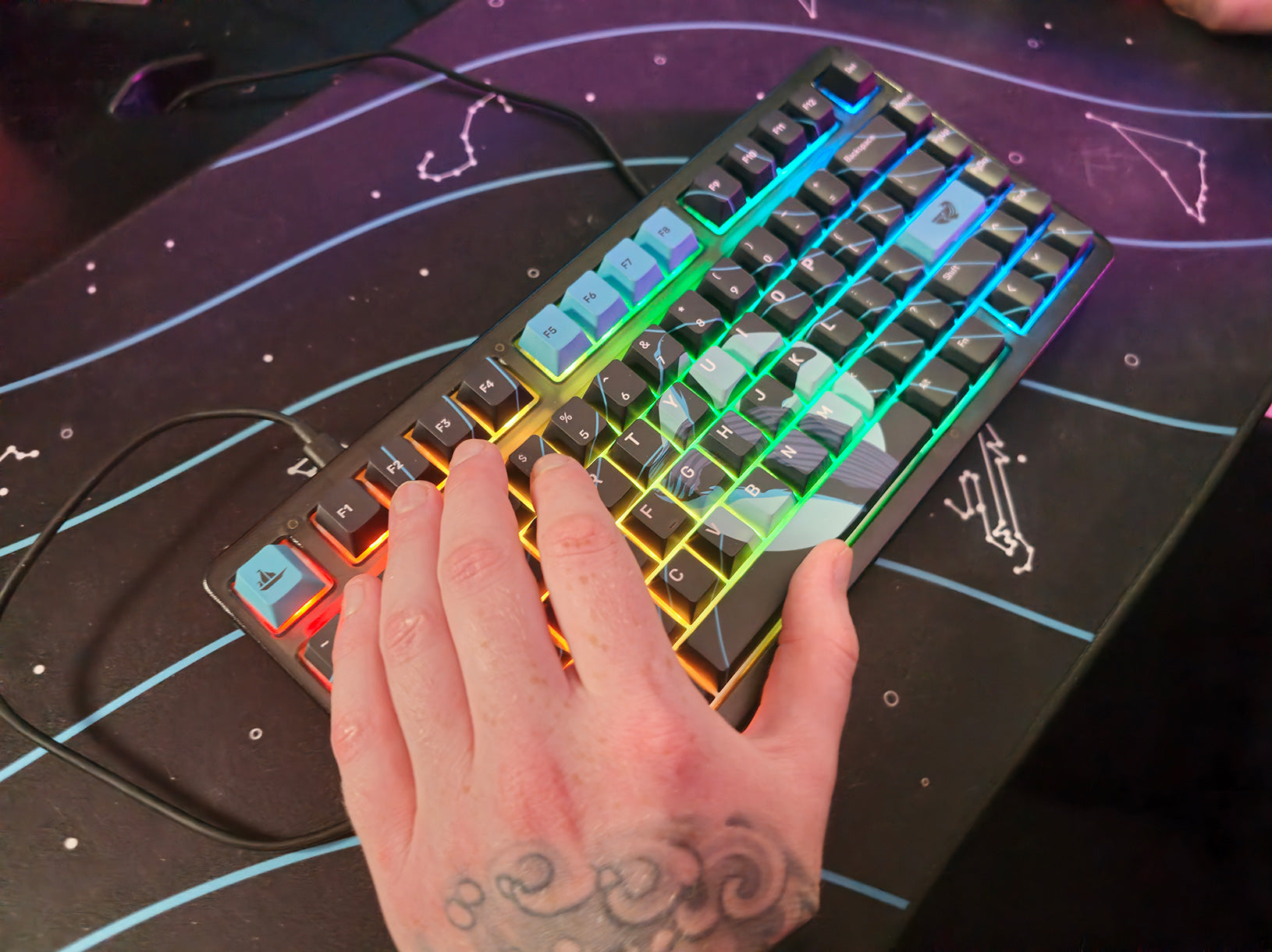 K75 Mechanical Keyboard - RGB Backlit, Hot Swappable, 75% Layout for Gaming & Typing | Space Whale Design | Perfect for Office, Gaming & Programming