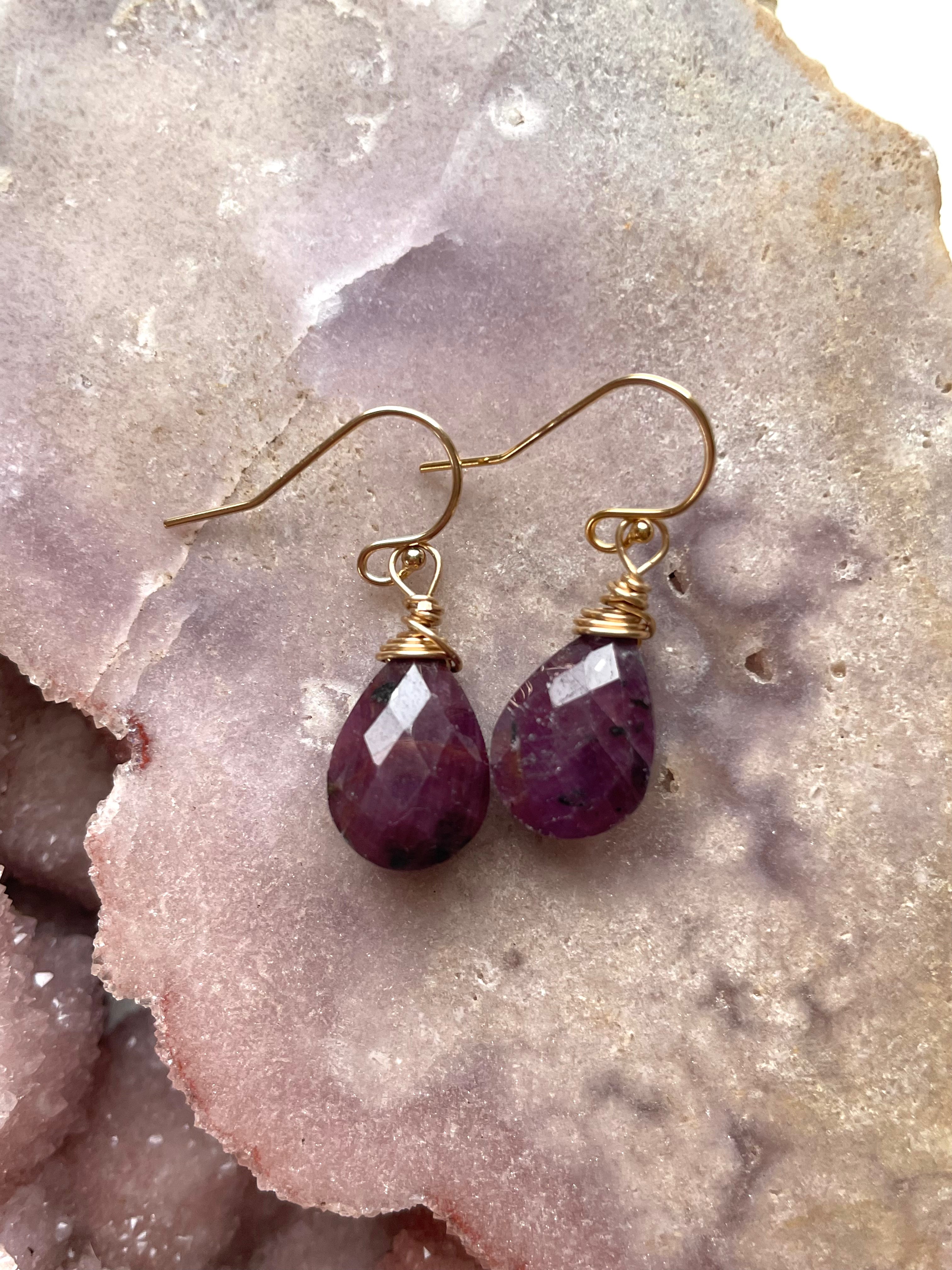 Exquisite Ruby Teardrop Earrings for Women - 14K Gold Plated Dangle Earrings | Perfect for Weddings, Parties & Special Occasions