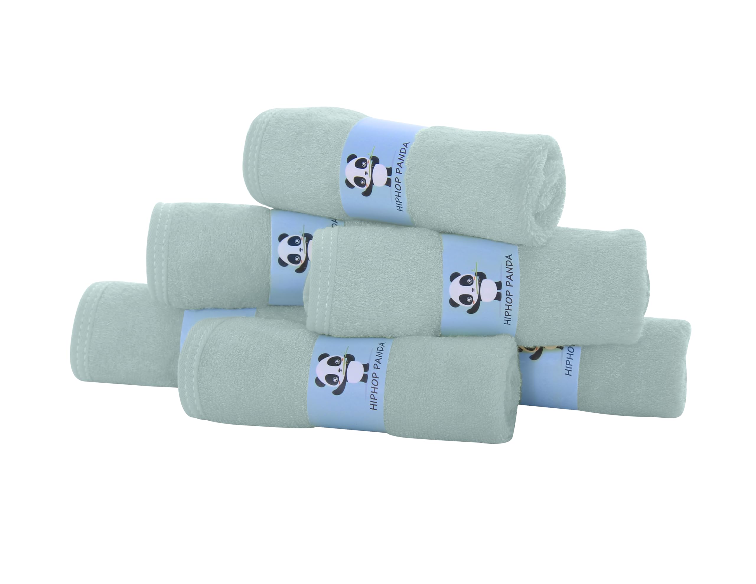 HIPHOP PANDA Baby Washcloths - 6 Pack Ultra Soft Bamboo Rayon Wash Cloths for Newborns & Delicate Skin | Gentle Face Towels & Makeup Remover | Perfect for Bath Time, Diaper Changes & Skincare Routine (Green)