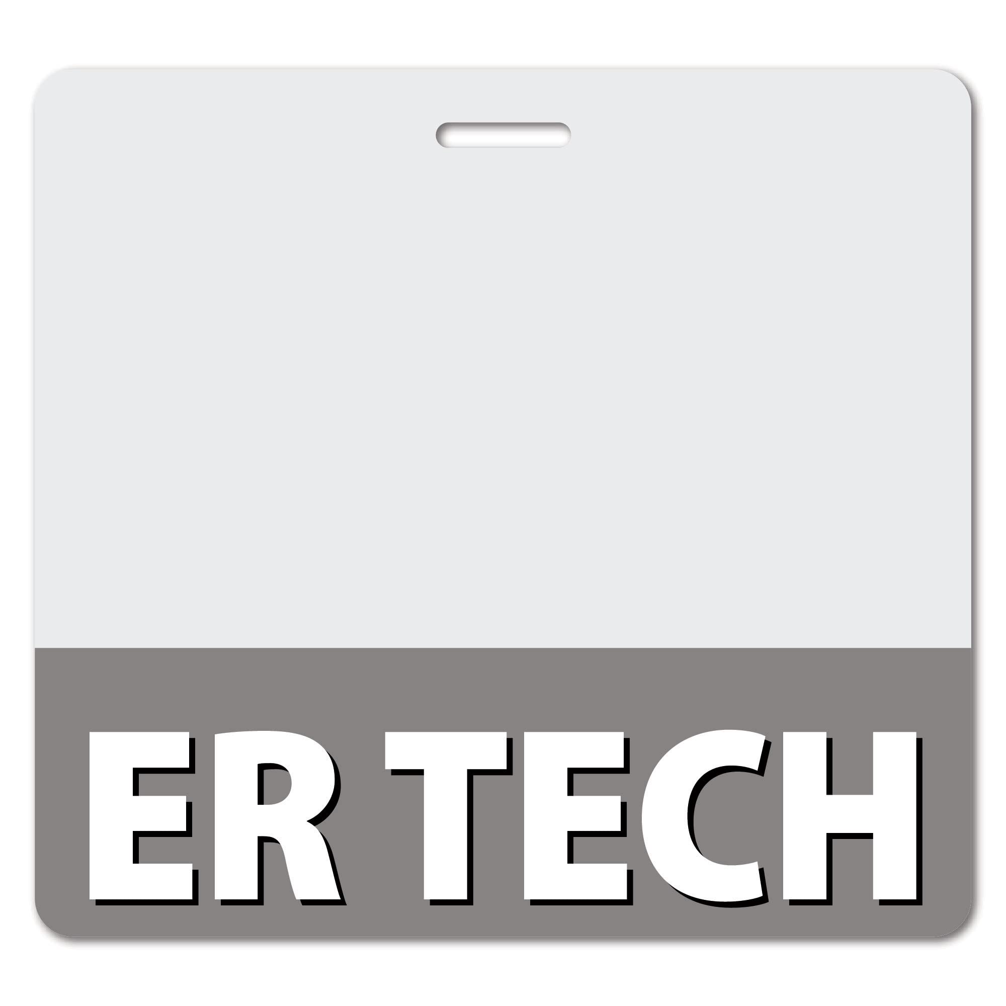 ER TECH Heavy Duty Horizontal Gray ID Card Holders (100 Pack) - Spill & Tear Proof, Double-Sided USA Printed - Quick Role Identifier Badge Backers by BadgeZoo - Perfect for Security, Healthcare, and Event Staff Identification