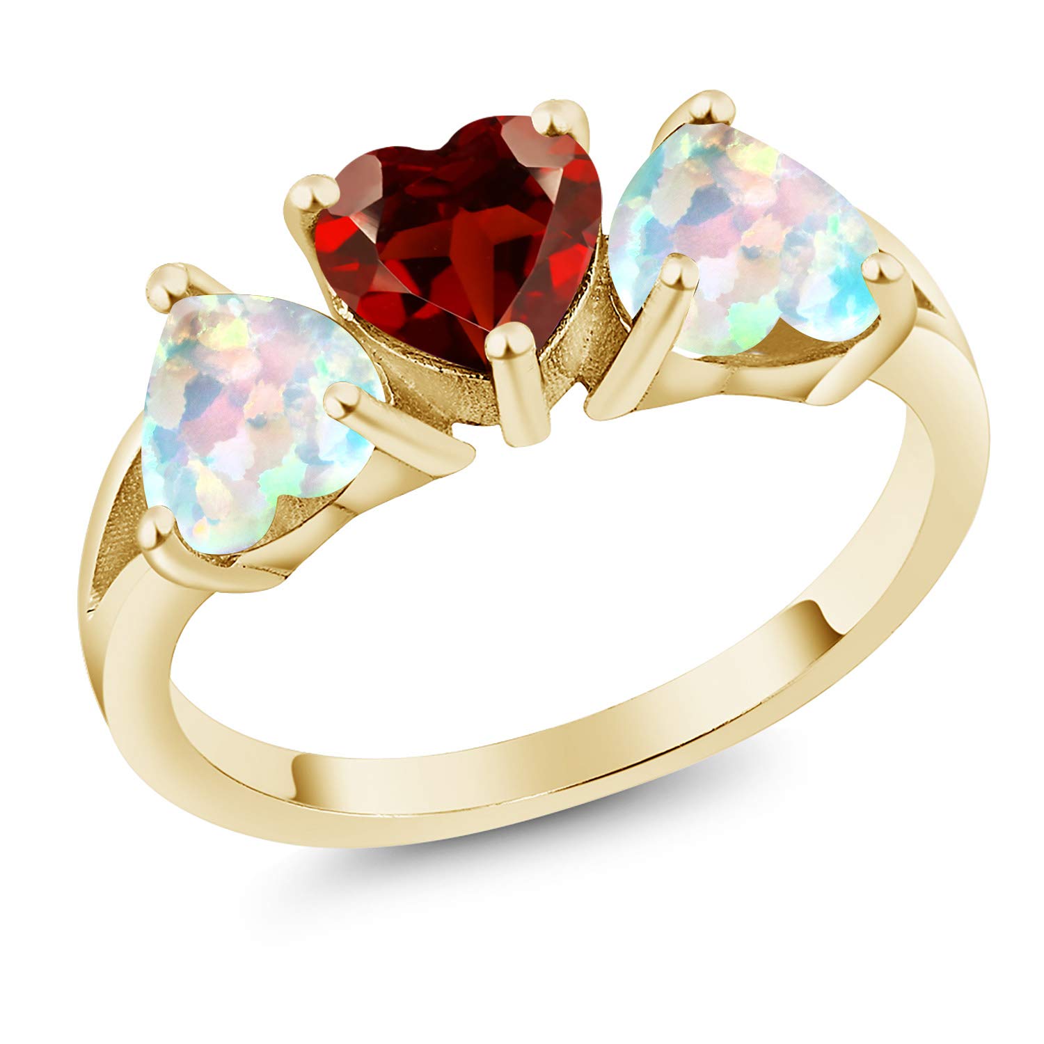 2.40 Ct Natural Red Garnet & Simulated Opal 18K Yellow Gold Plated Silver Ring for Women | Elegant Birthstone Jewelry Gift for Anniversary, Valentine's Day & Special Occasions
