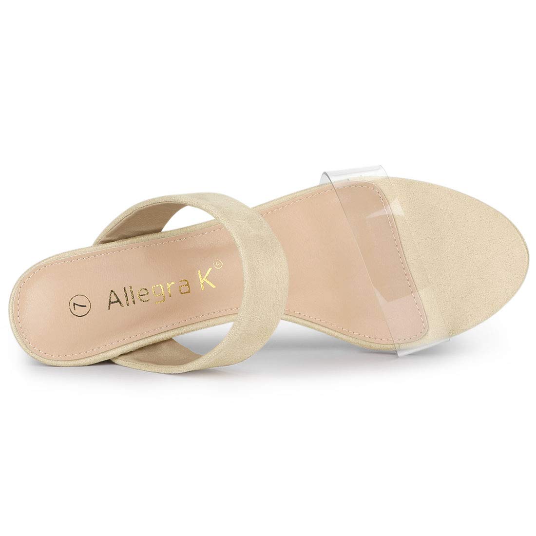Allegra K Women's Block Heel Slide Sandals with Dual Clear Straps - Comfortable Summer Dress Shoes for Weddings, Parties & Office Wear