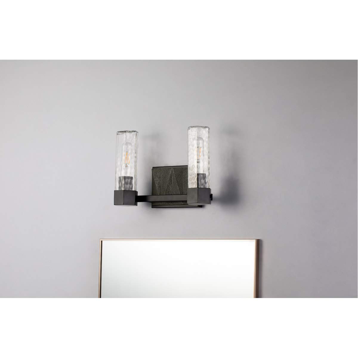 Lucas & McKearn Navarre Bathroom Vanity Light - 2-Light Black & Grey Modern Fixture for Bathroom, Powder Room, or Dressing Area