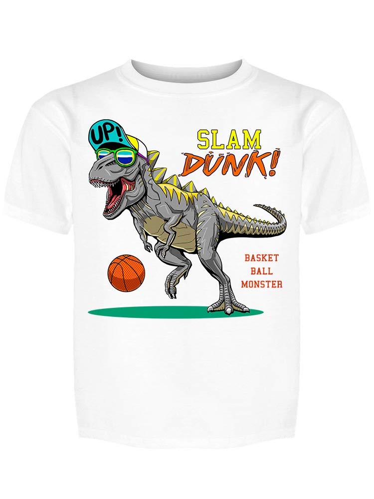 Smartprints Dinosaur Basketball Graphic T-Shirt for Men - White Cotton Tee - Cool Casual Wear for Sports, Street Style & Everyday Outfits