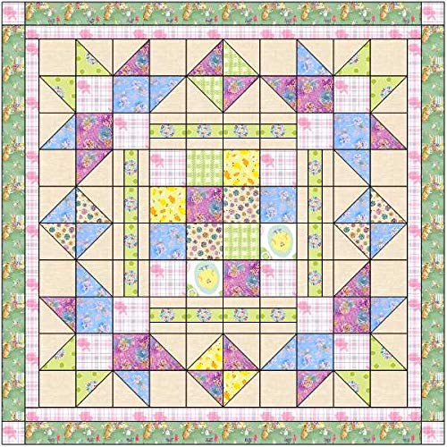 Easter Parade On The Town Square Quilt Kit - Pre-Cut Lap Quilt Ready to Sew | DIY Easter Decor, Spring Home Decor, Cozy Gift Idea