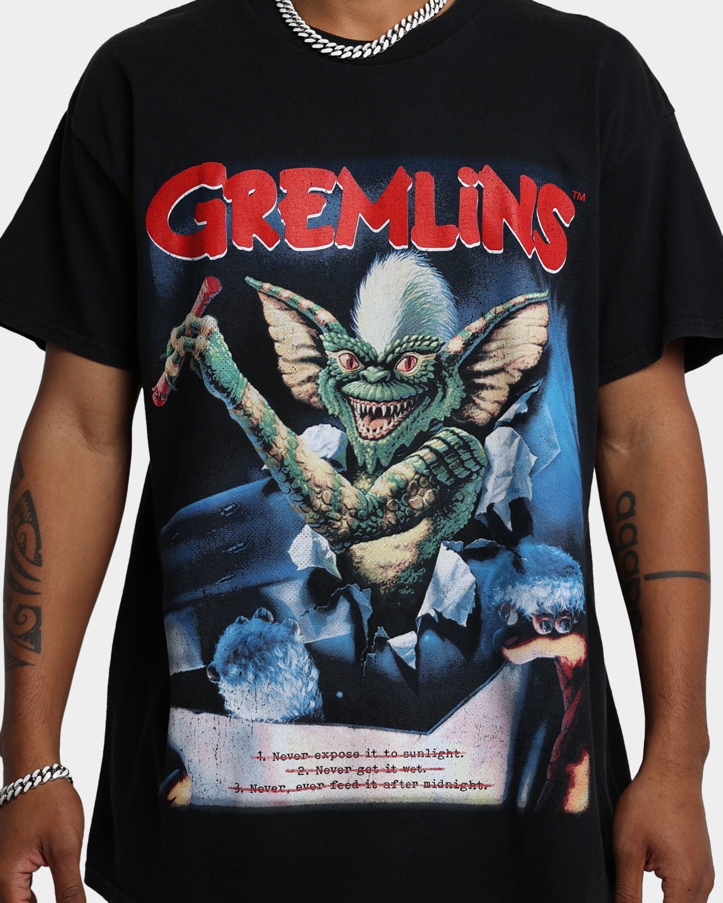 Vintage Gremlins Graphic T-Shirt - Black Washed Cotton Tee - American Thrift Style - Perfect for Casual Wear, Halloween Costumes & 80s Movie Fan Gifts