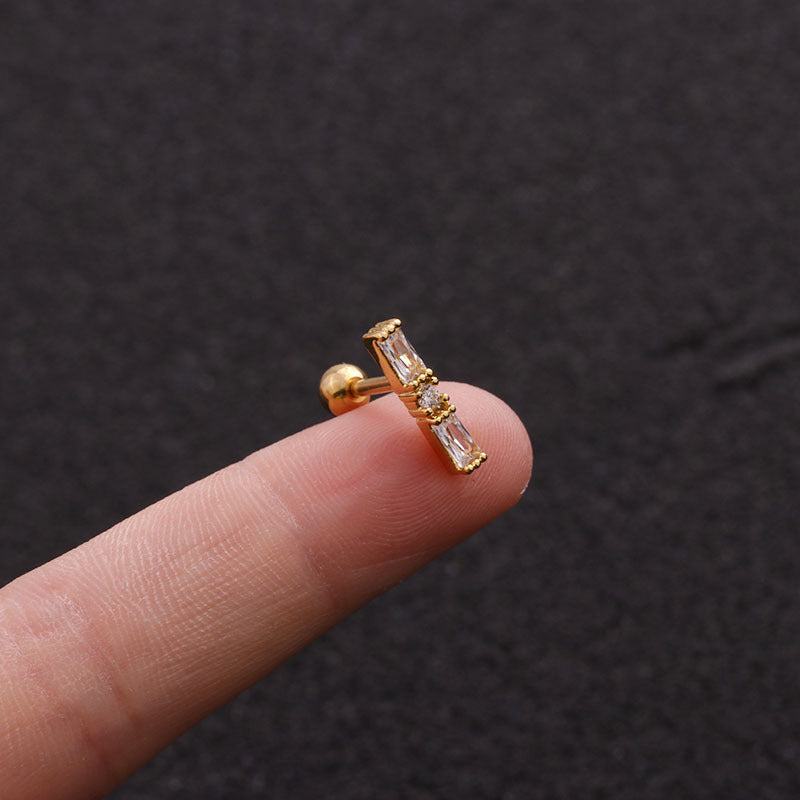 16G Curved Conch Stud Earring - Upper Lobe Piercing Jewelry | HSPJ1931 | Perfect for Cartilage, Helix & Conch Piercings
